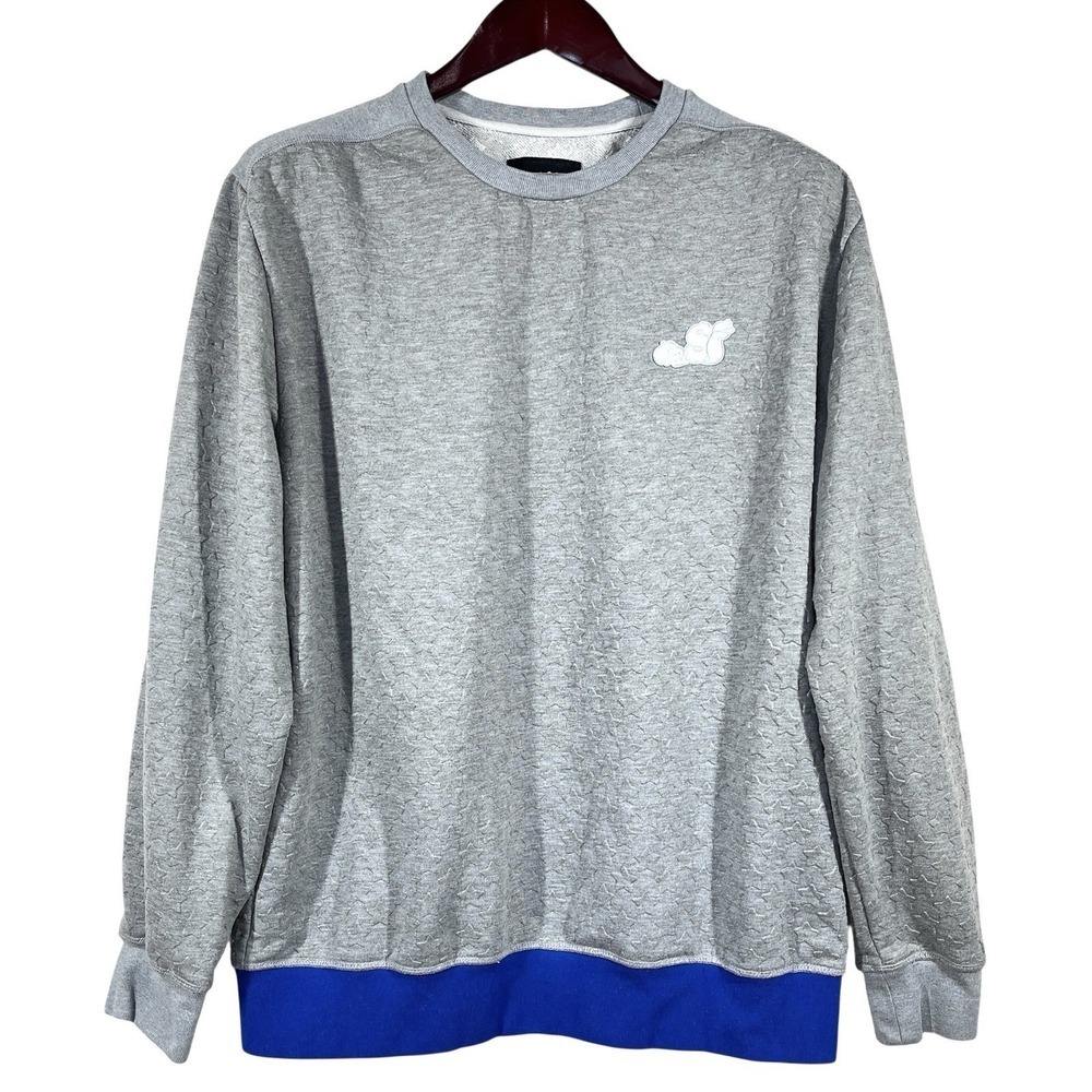 Slowbucks Crewneck Sweatshirt Mens XL Gray Terry Embossed Stars Snail Viral Wear